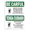 Signmission OSHA CAREFUL Sign, Always Face Ladder Bilingual, 24in X 18in Rigid Plastic, 18" W, 24" L, Landscape OS-BC-P-1824-L-10001 - alternate 1